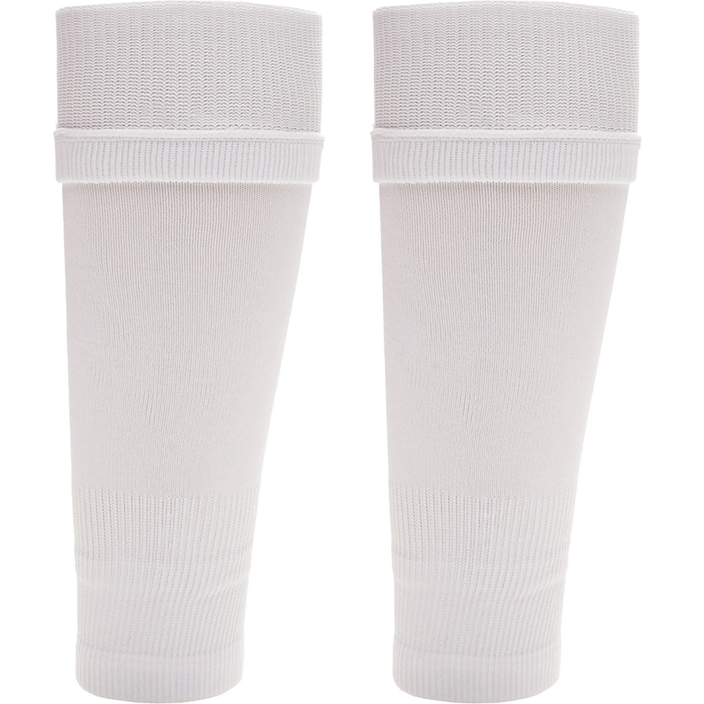 adults-white-football-leg-sleeve-socks-compression-support-fits-over-shin-pads-breathable-secure-for-training-running-by-sock-stack-white-socks-1176950129 - Bobobiy