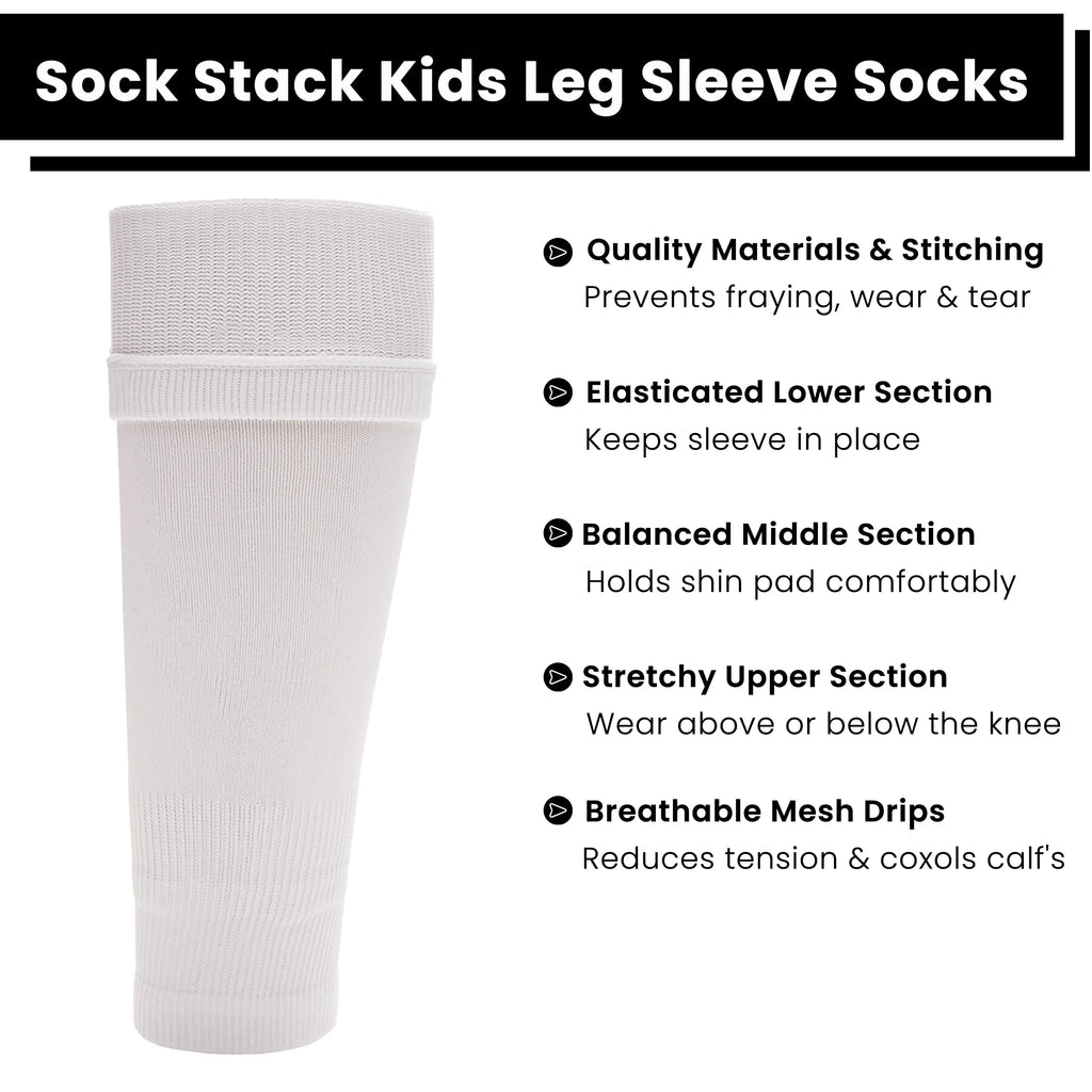 adults-white-football-leg-sleeve-socks-compression-support-fits-over-shin-pads-breathable-secure-for-training-running-by-sock-stack-white-socks-1176950132 - Bobobiy