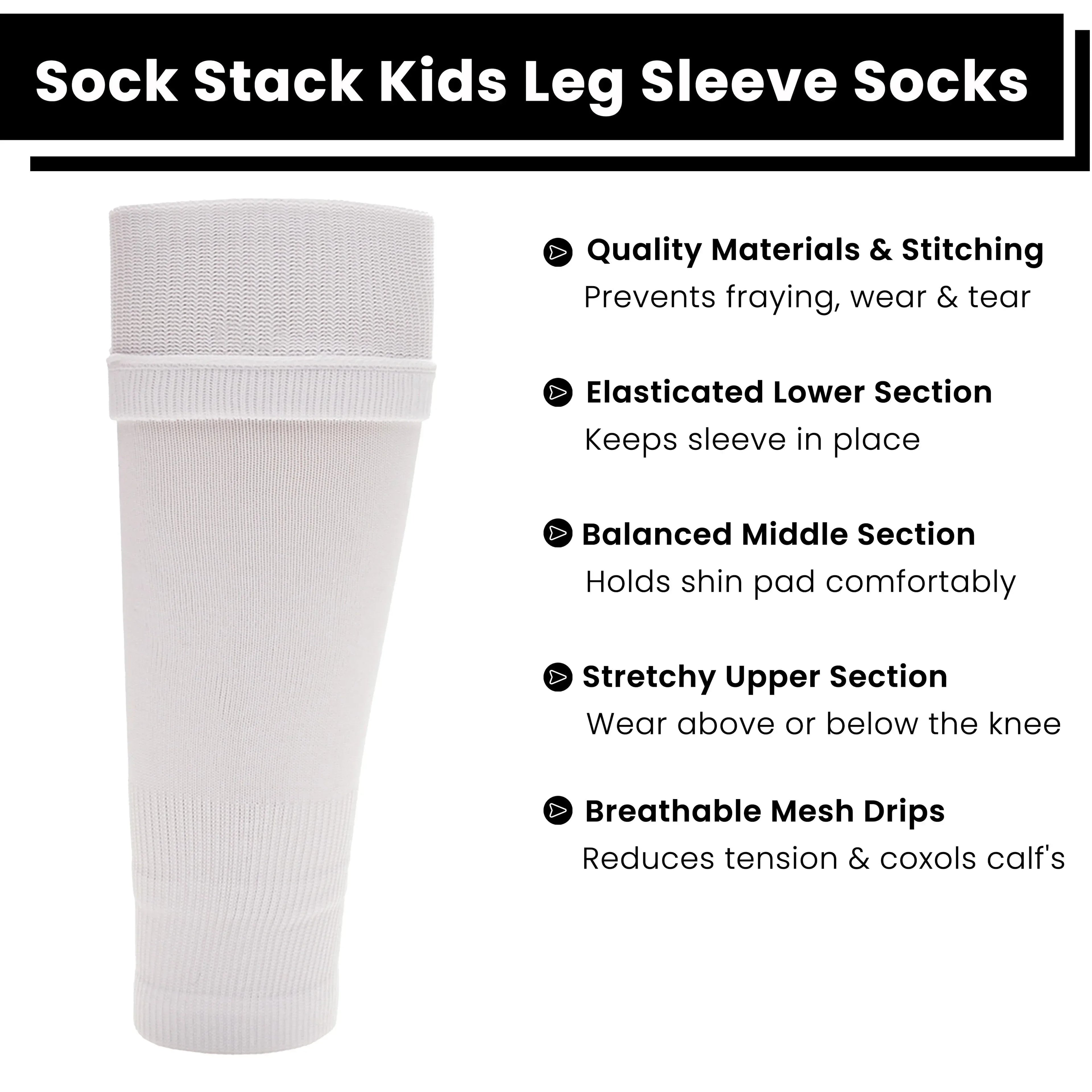 adults-white-football-leg-sleeve-socks-compression-support-fits-over-shin-pads-breathable-secure-for-training-running-by-sock-stack-white-socks-1176950132 - Bobobiy