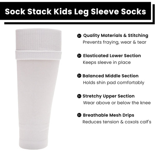 adults-white-football-leg-sleeve-socks-compression-support-fits-over-shin-pads-breathable-secure-for-training-running-by-sock-stack-white-socks-1176950132 - Bobobiy
