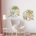 Safari animal circle wall stickers, set of 2 with jungle plants and zoo animals