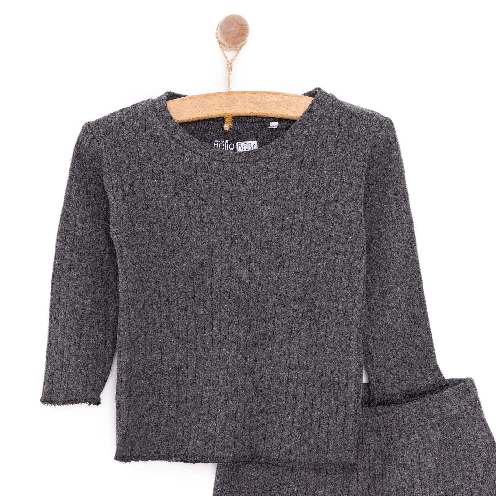 HelloBaby Baby Boy Long Sleeve Pyjamas Set - Dark Grey - Bobobiy