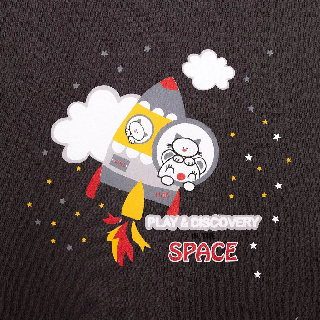 HelloBaby Basic Low Raised Lion Printed Sweatshirt - Dark Grey