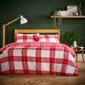 Alba Red Super Soft Flannel Duvet Cover Set with Pillowcases Warm & Cosy Quilt Bedding in Multiple Sizes Available