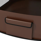 Brown foldable dog pen side panel with built-in handle