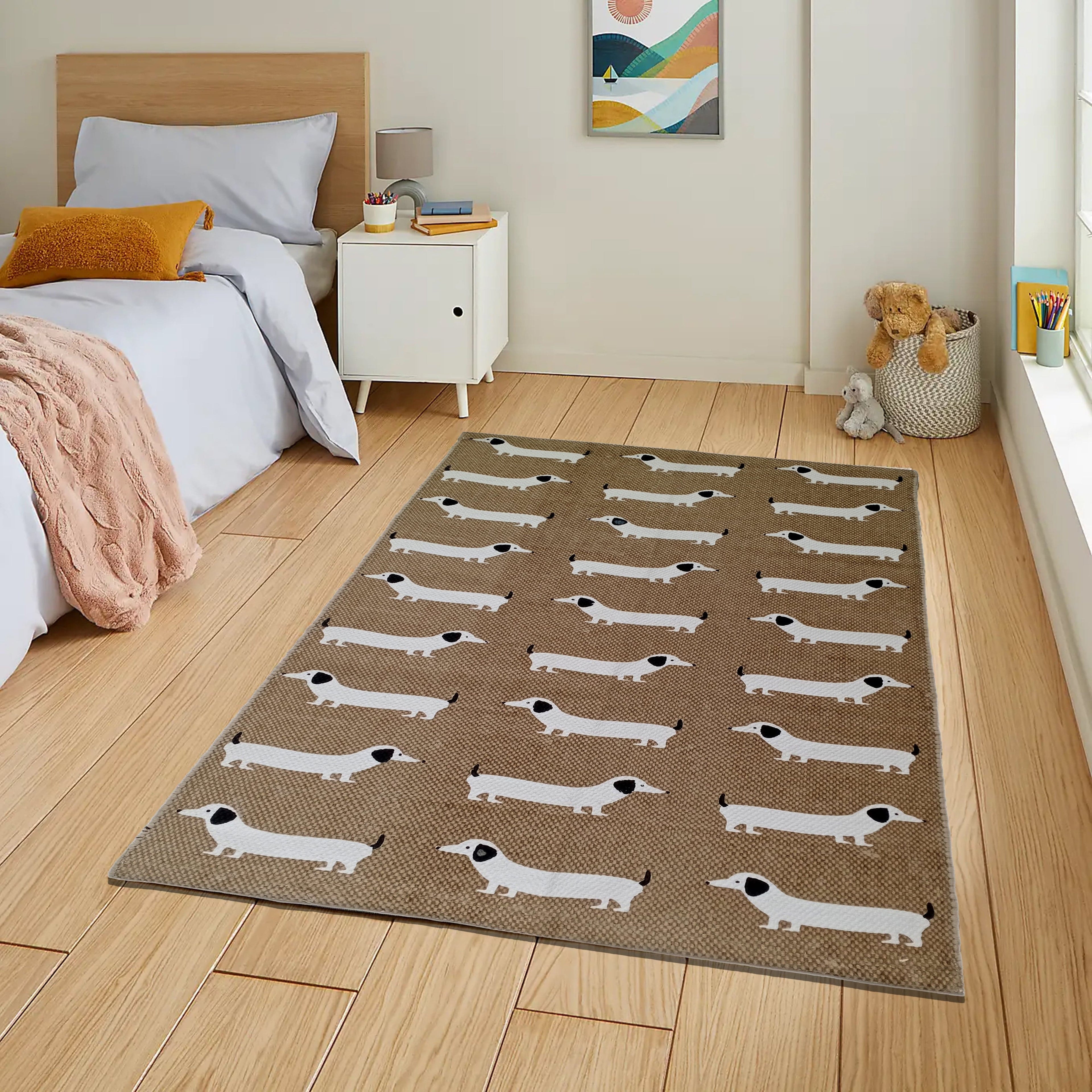 Animal Printed Rug Sausage Dog Modern Non-Slip Soft Durable Floor Rug for Living Room Bedroom Hallway & Office