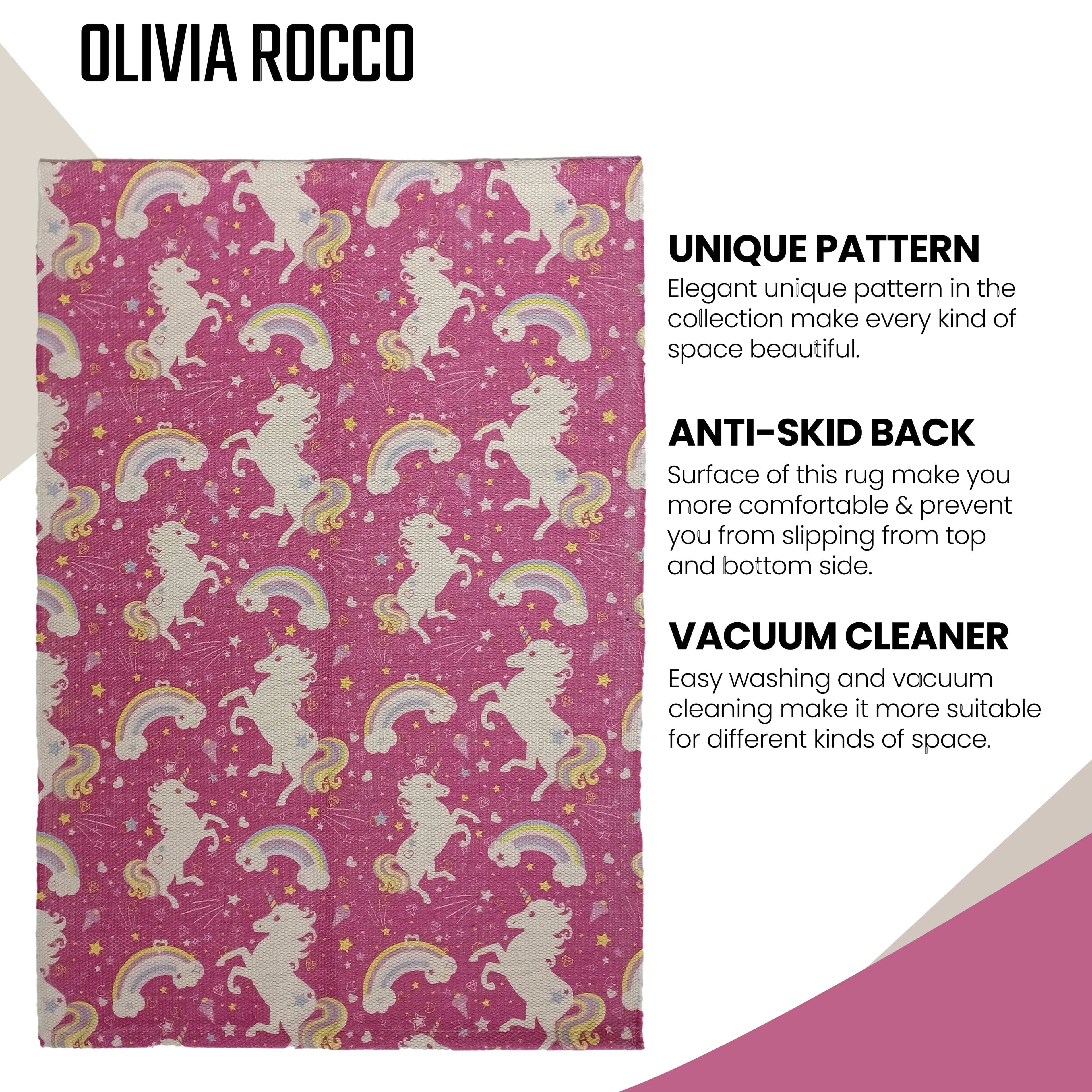 Animal Printed Rug Unicorn Modern Non-Slip Soft Durable Floor Rug for Living Room Bedroom Hallway & Office