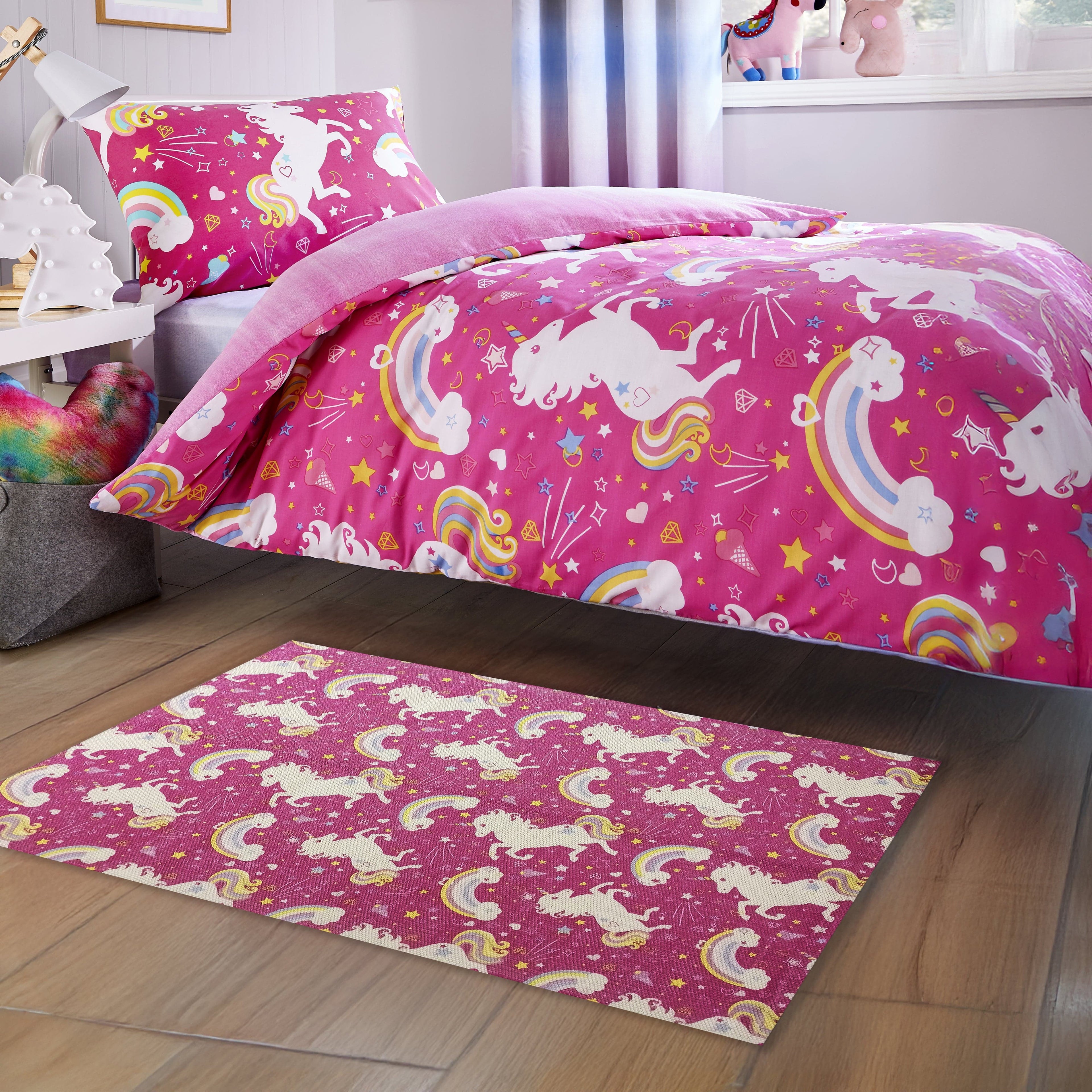 Animal Printed Rug Unicorn Modern Non-Slip Soft Durable Floor Rug for Living Room Bedroom Hallway & Office