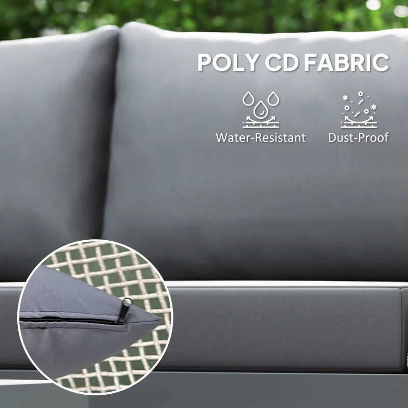 Grey polyester sofa cushion with water-resistant, dust-proof fabric detail