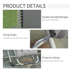 Reclining lounge chair straps and protective wrap detail for securing cushions