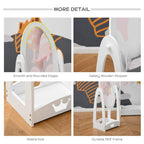 White MDF child mirror with rounded edges and safety wooden stopper