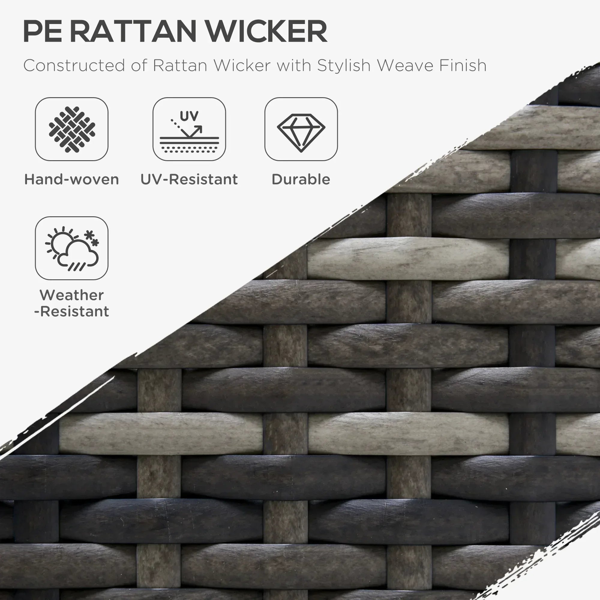 Armless Rattan Garden Chair, Outdoor Rattan Chair with Cushions, PE Wicker Garden Furniture with Steel Frame, Adjustable Footpads for Garden, Terrace, Deep Grey - Bobobiy