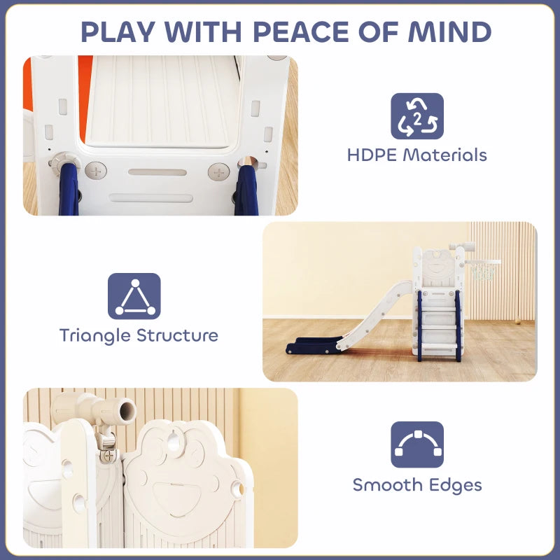 Kids slide set with triangle frame, smooth edges, and enclosed stair design