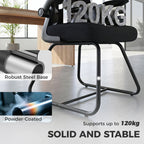 Black reception chair with padded seat and sturdy steel base and armrests