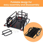 Black folding bike cargo trailer with assembly parts and fold design