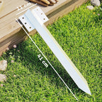 Silver sleeper stake bracket with long steel pin for edging installation