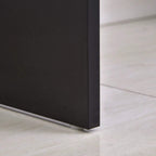 Black desk base with sturdy legs and clean corner profile