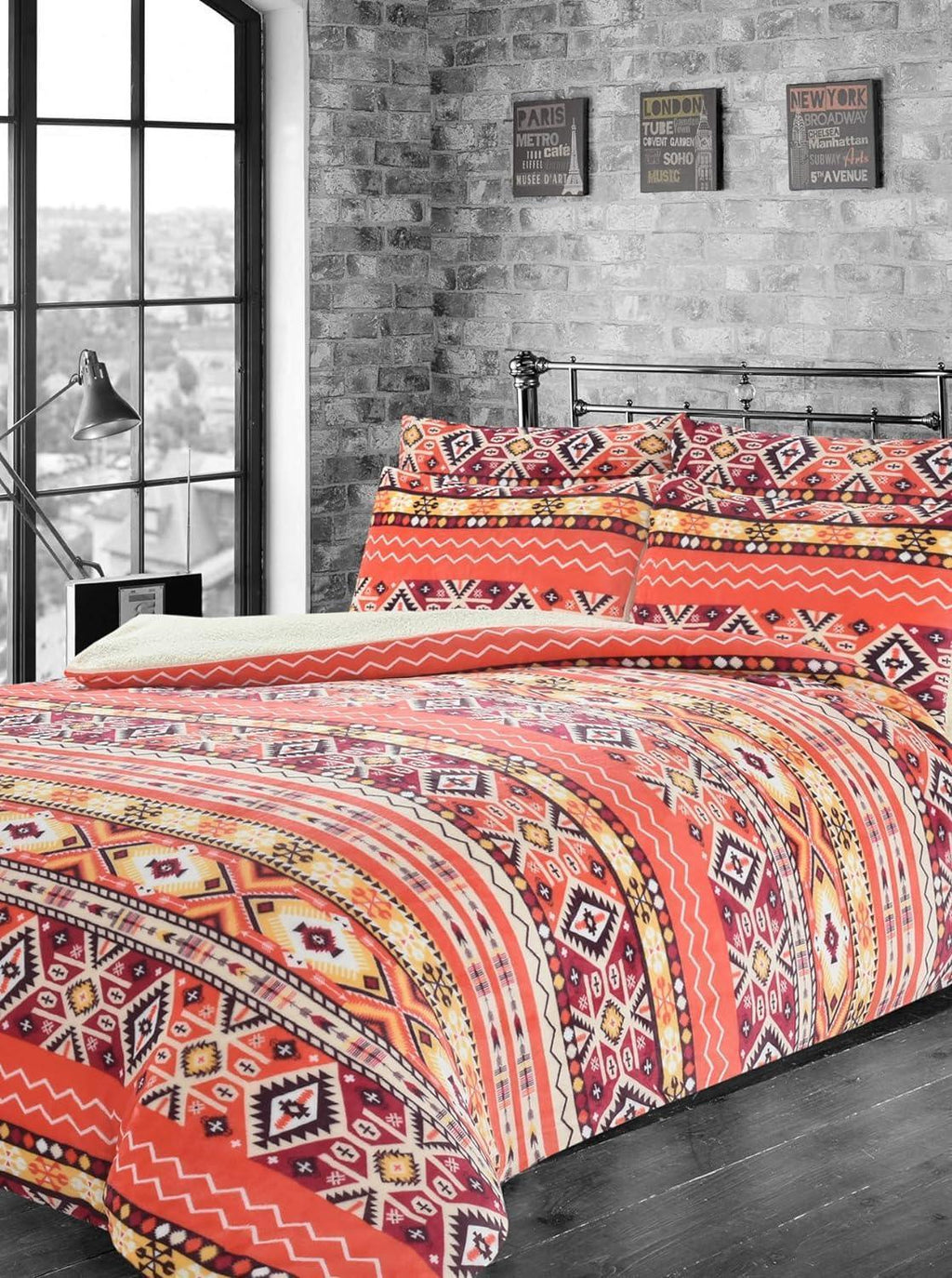 aztec-print-teddy-fleece-duvet-set-with-reversible-sherpa-fur-luxurious-winter-comfort-in-single-double-king-sizes-by-olivia-rocco-duvet-cover-948733634 - Bobobiy