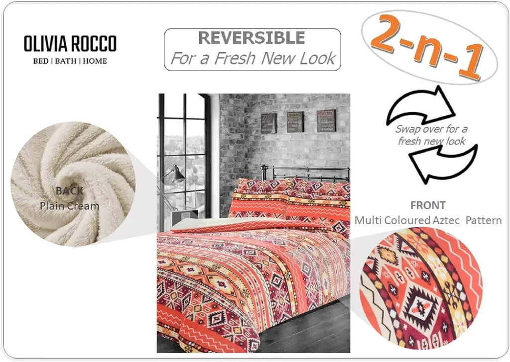 aztec-print-teddy-fleece-duvet-set-with-reversible-sherpa-fur-luxurious-winter-comfort-in-single-double-king-sizes-by-olivia-rocco-duvet-cover-948733651 - Bobobiy