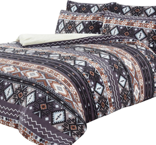 aztec-print-teddy-fleece-duvet-set-with-reversible-sherpa-fur-luxurious-winter-comfort-in-single-double-king-sizes-by-olivia-rocco-single-grey-duvet-cover-948733657 - Bobobiy