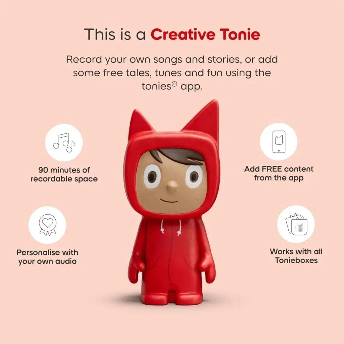 Red cat Creative Tonie figurine for recording and play with Toniebox