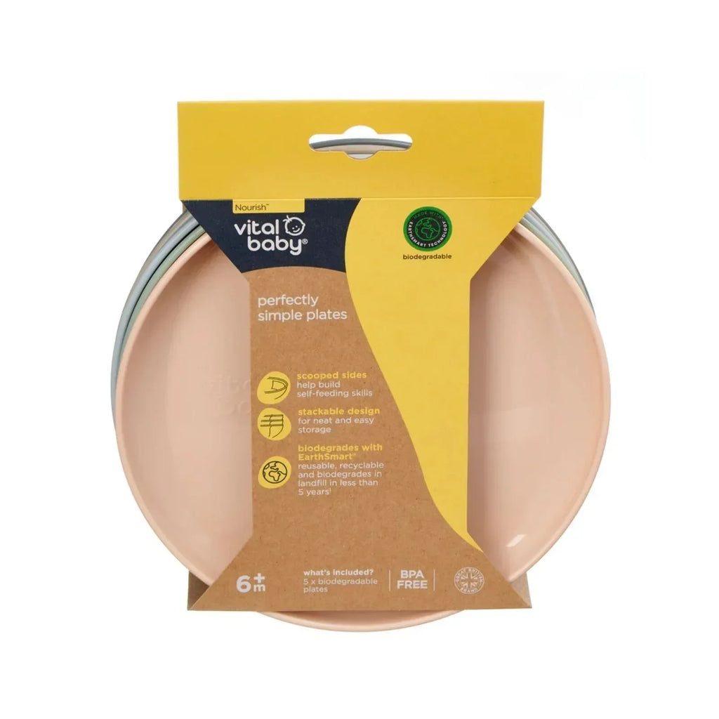 Vital Baby Nourish Perfectly Simple Plates Pack of 5 - Bobobiy