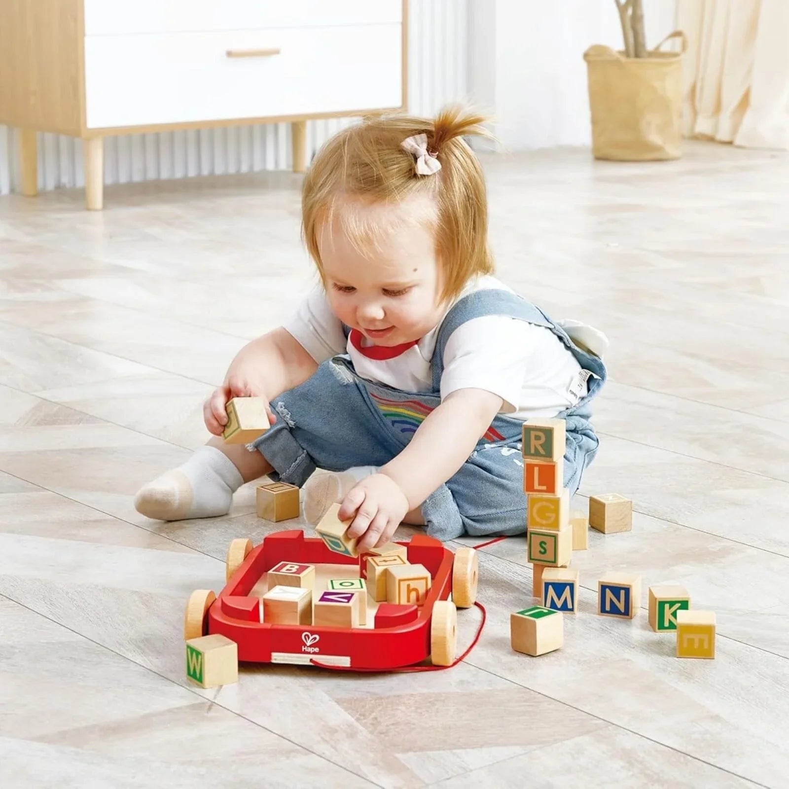 Hape Pull Along Cart with Stacking Blocks