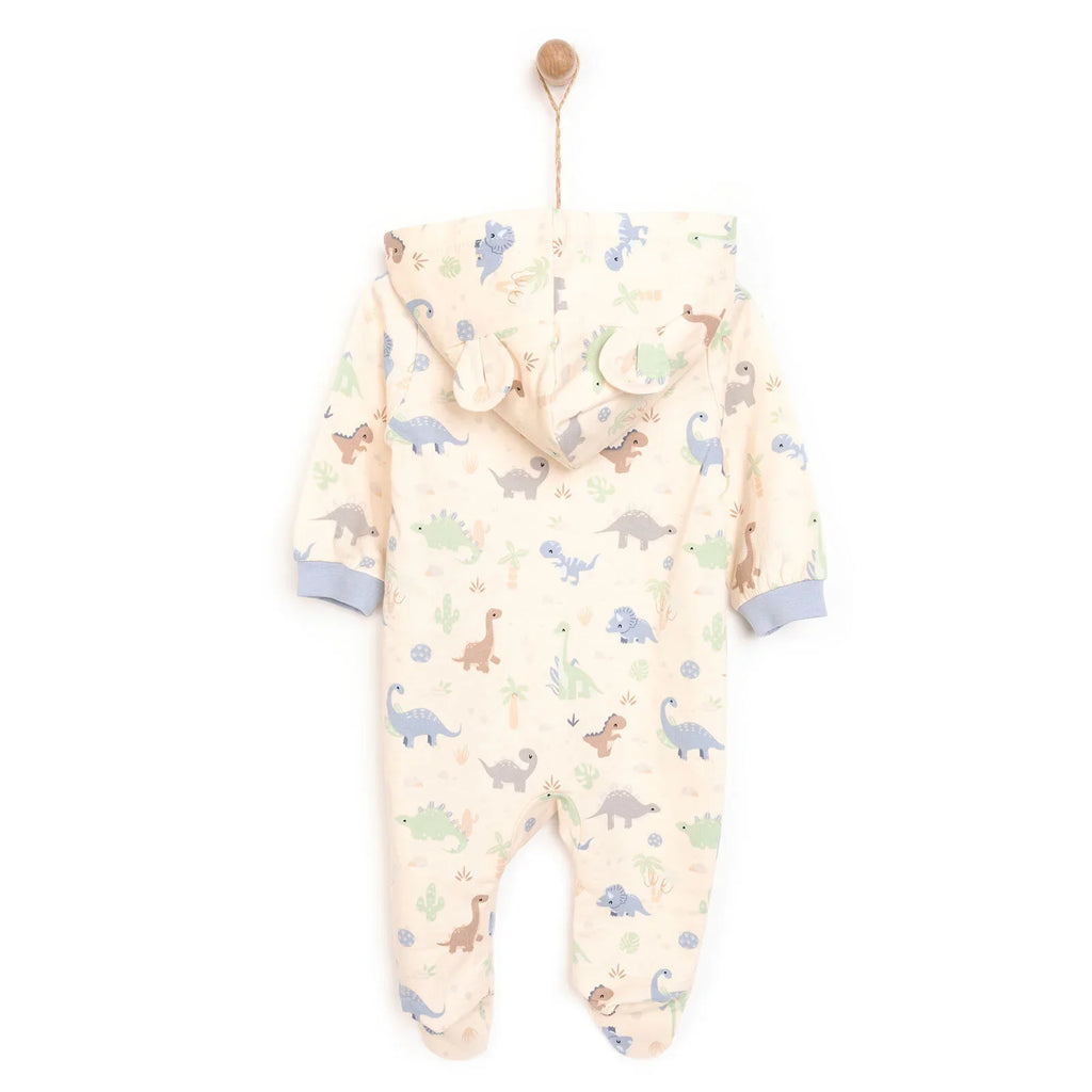 HelloBaby Newborn Boy Hooded Jumpsuit - Ecru
