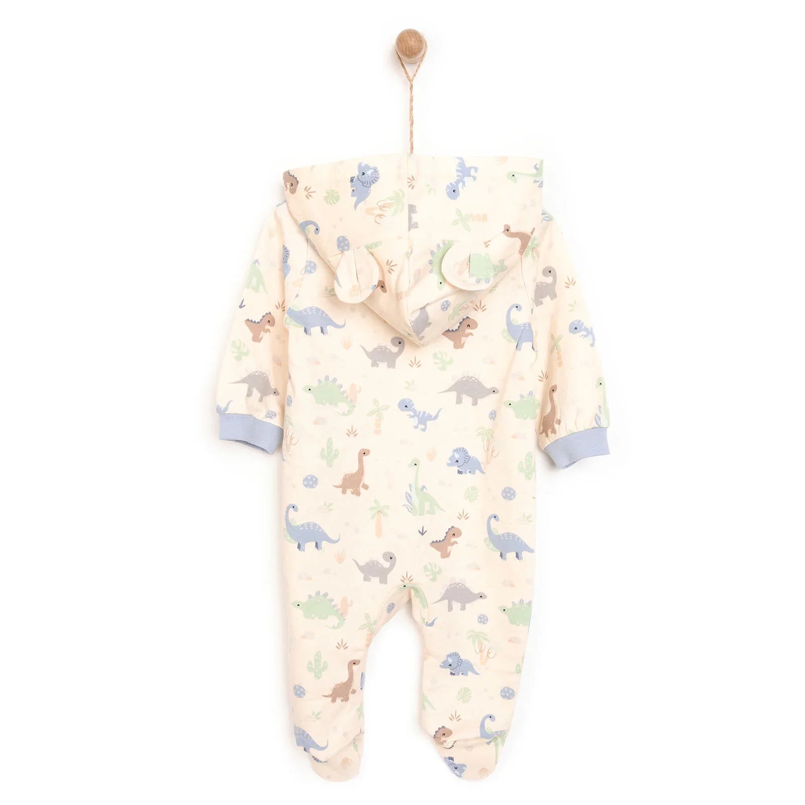 HelloBaby Newborn Boy Hooded Jumpsuit - Ecru