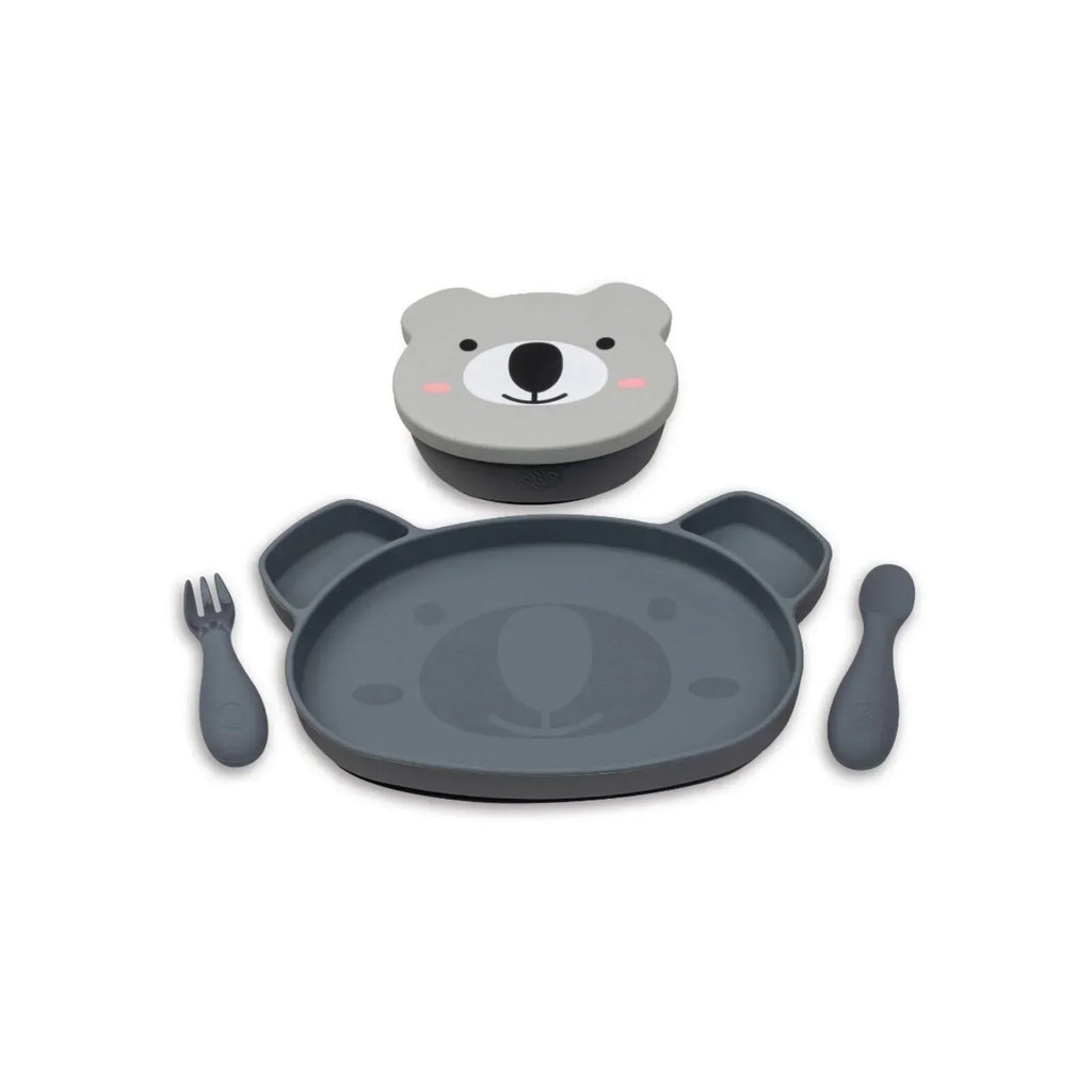 TUM TUM Silicone Weaning Bowl & Spoon Set Kev Koala - Grey - Bobobiy