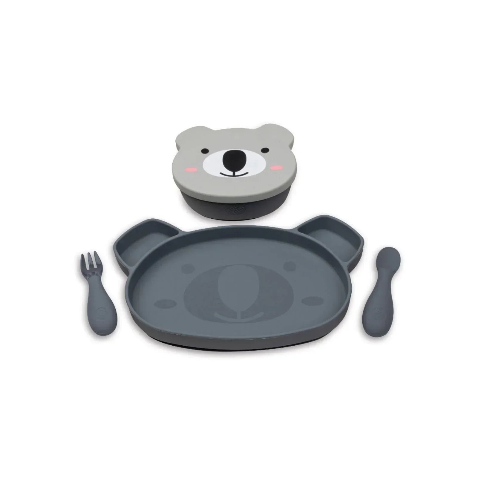 TUM TUM Silicone Weaning Bowl & Spoon Set Kev Koala - Grey - Bobobiy