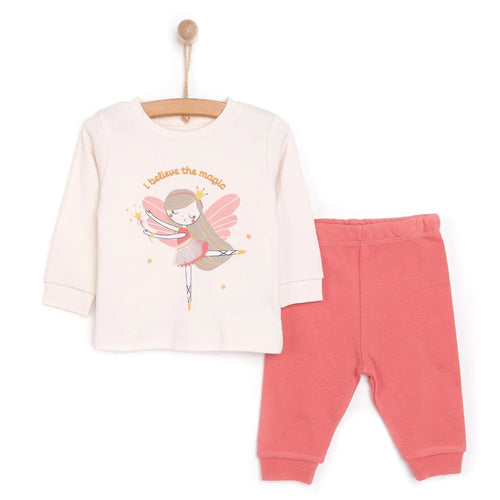 HelloBaby Baby Girl Long Sleeve Pyjamas Set - Ecru - Bobobiy