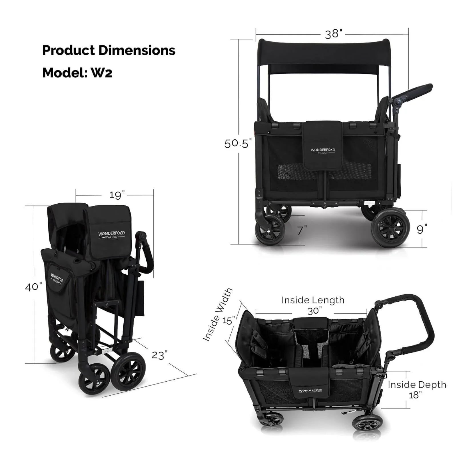 Wonderfold W2 Original Stroller Wagon - Jet Black
