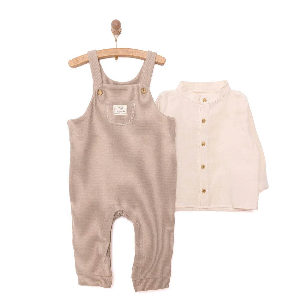 Cassiope Newborn Dungarees Set - Beige