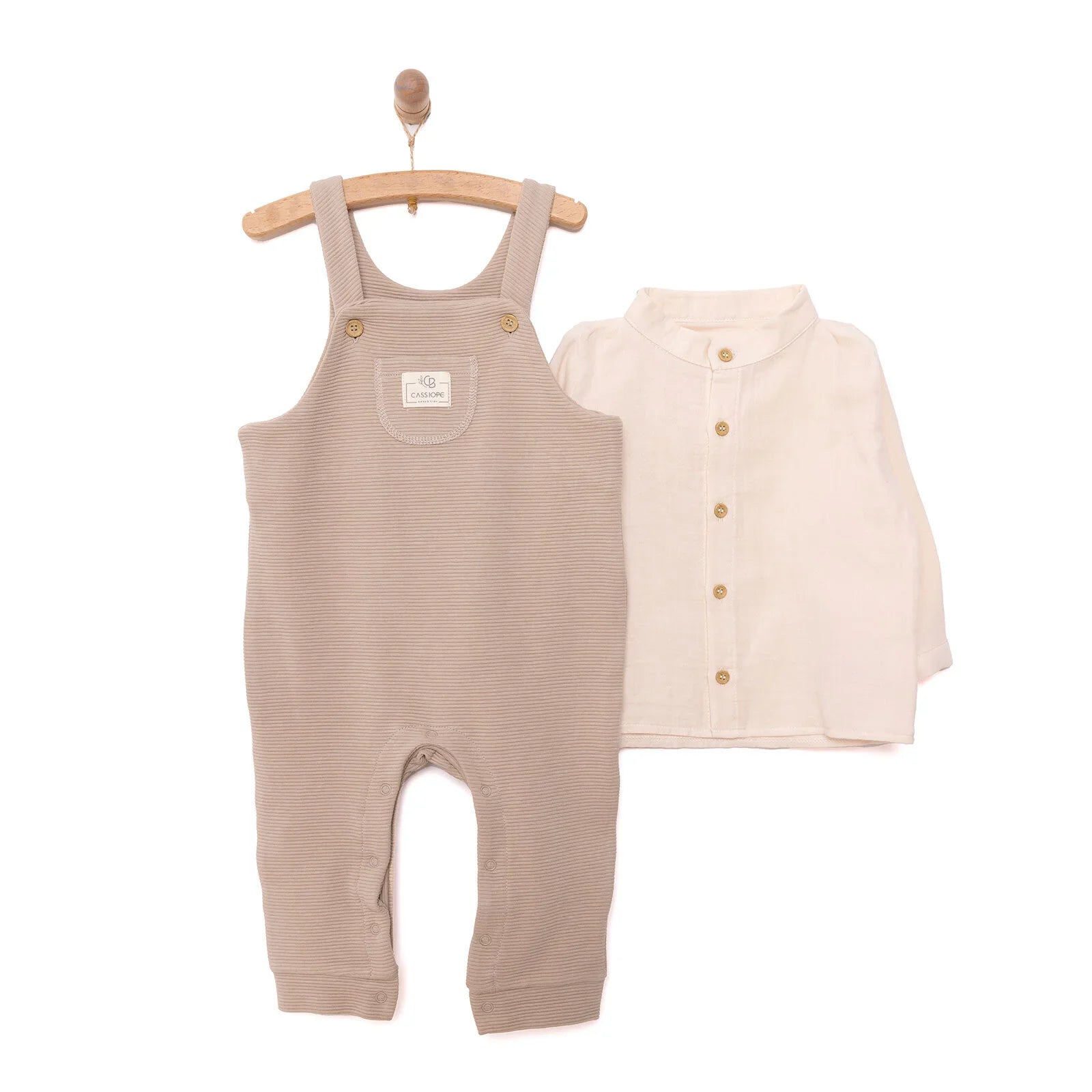 Cassiope Newborn Dungarees Set - Beige