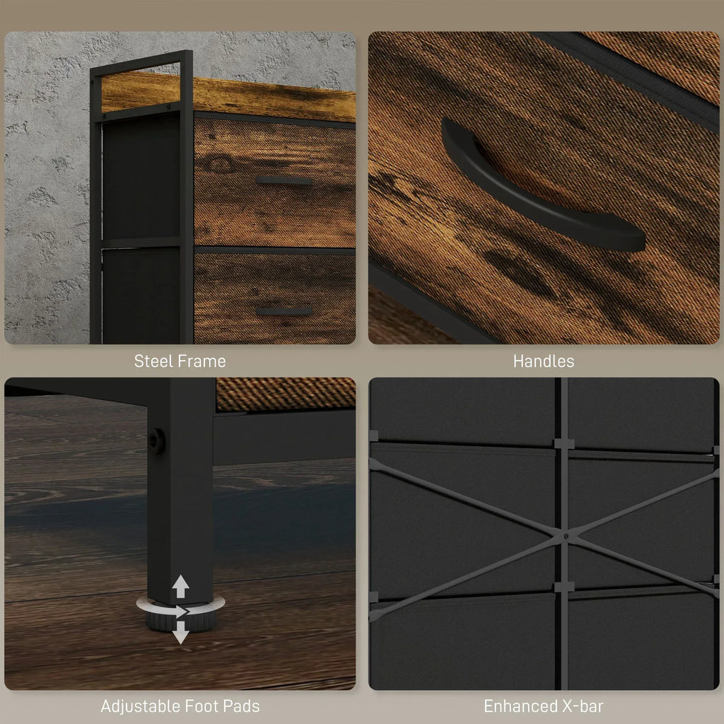 Rustic Chest of Six Fabric Drawers - Rustic Brown - Bobobiy