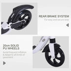 White scooter with rear brake fender and 20cm solid PU wheels, no-puncture design