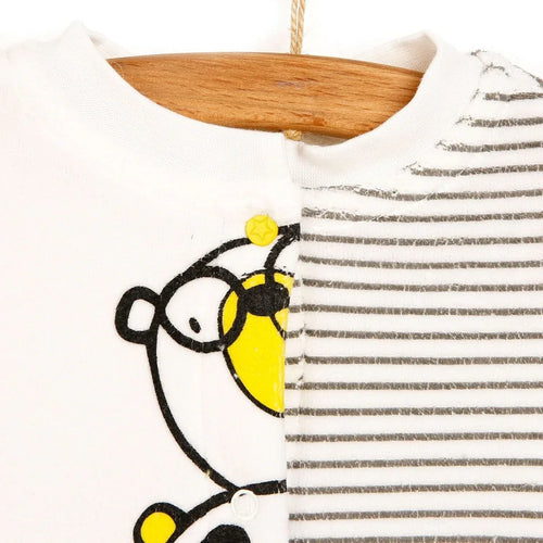 Cassiope Newborn Funny Friend Velvet Footed Jumpsuit - Ecru - Bobobiy