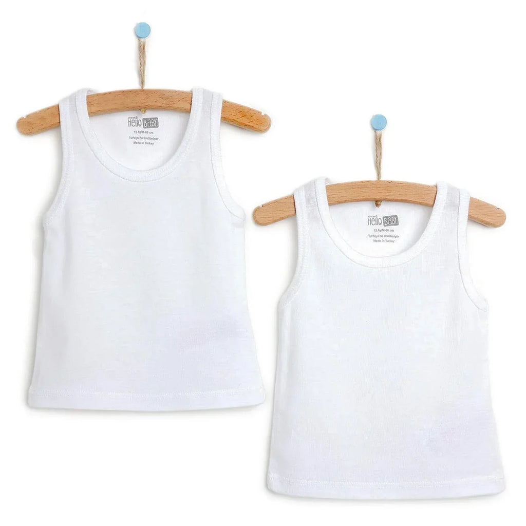 HelloBaby Boy 2-Pack Tanks - White - Bobobiy