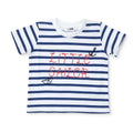 HelloBaby Boys T-shirt Nautical Print Little Sailor Crew Neck Short Sleeve - Navy Printed
