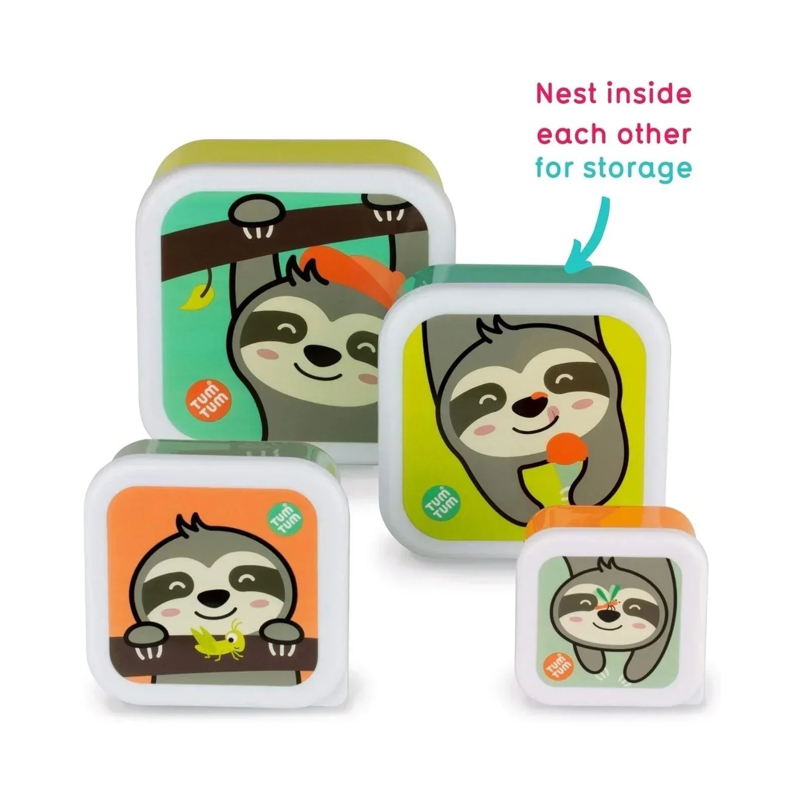 TUM TUM Nesting Snack Pots Pack of 4 - Stanley Sloth - Bobobiy
