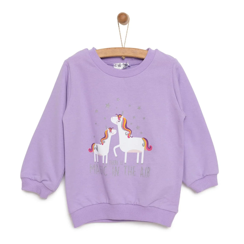HelloBaby Baby Girl Unicorn Printed Sweatshirt - Purple