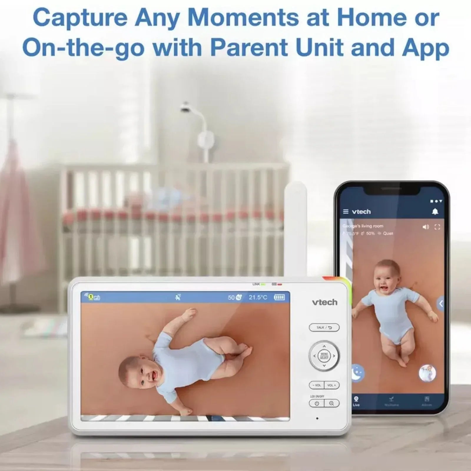 VTech RM7787 HD 7" Over-the-Cot Wi-Fi Baby Monitor - Bobobiy