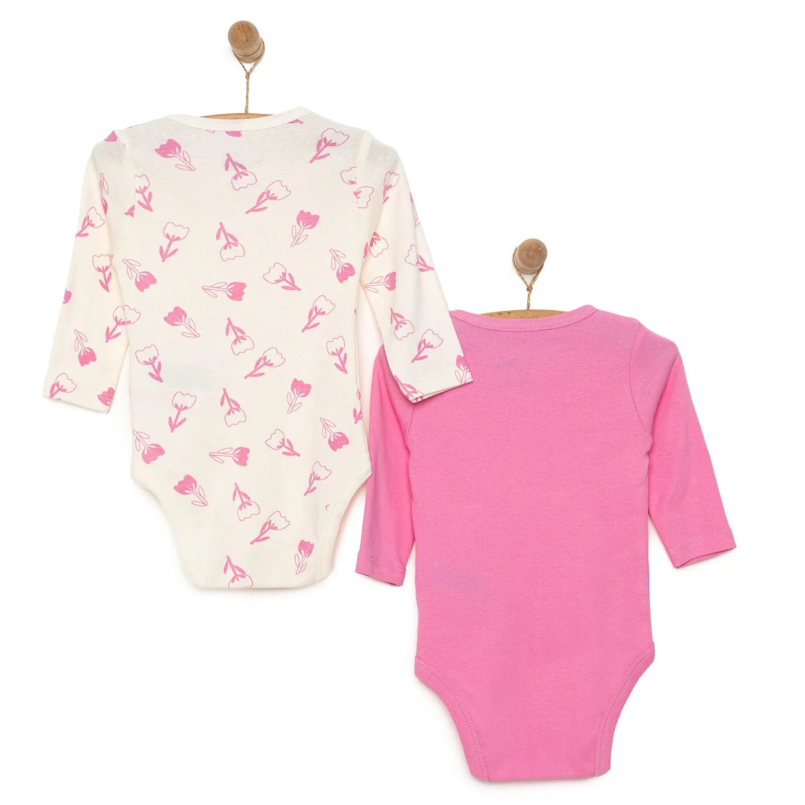 HelloBaby Baby Girl Long Sleeve Bodysuit 2pcs - Pink