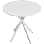 White round dining table with three slanted tripod legs