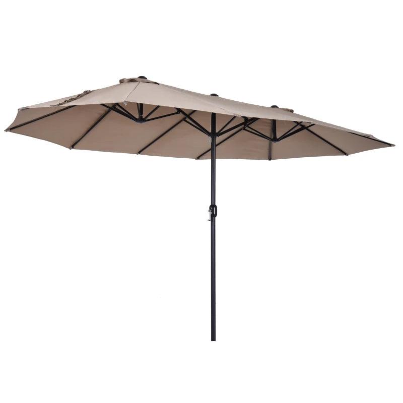 4.6m Double-Sided Patio Parasol Sun Umbrella-Tan