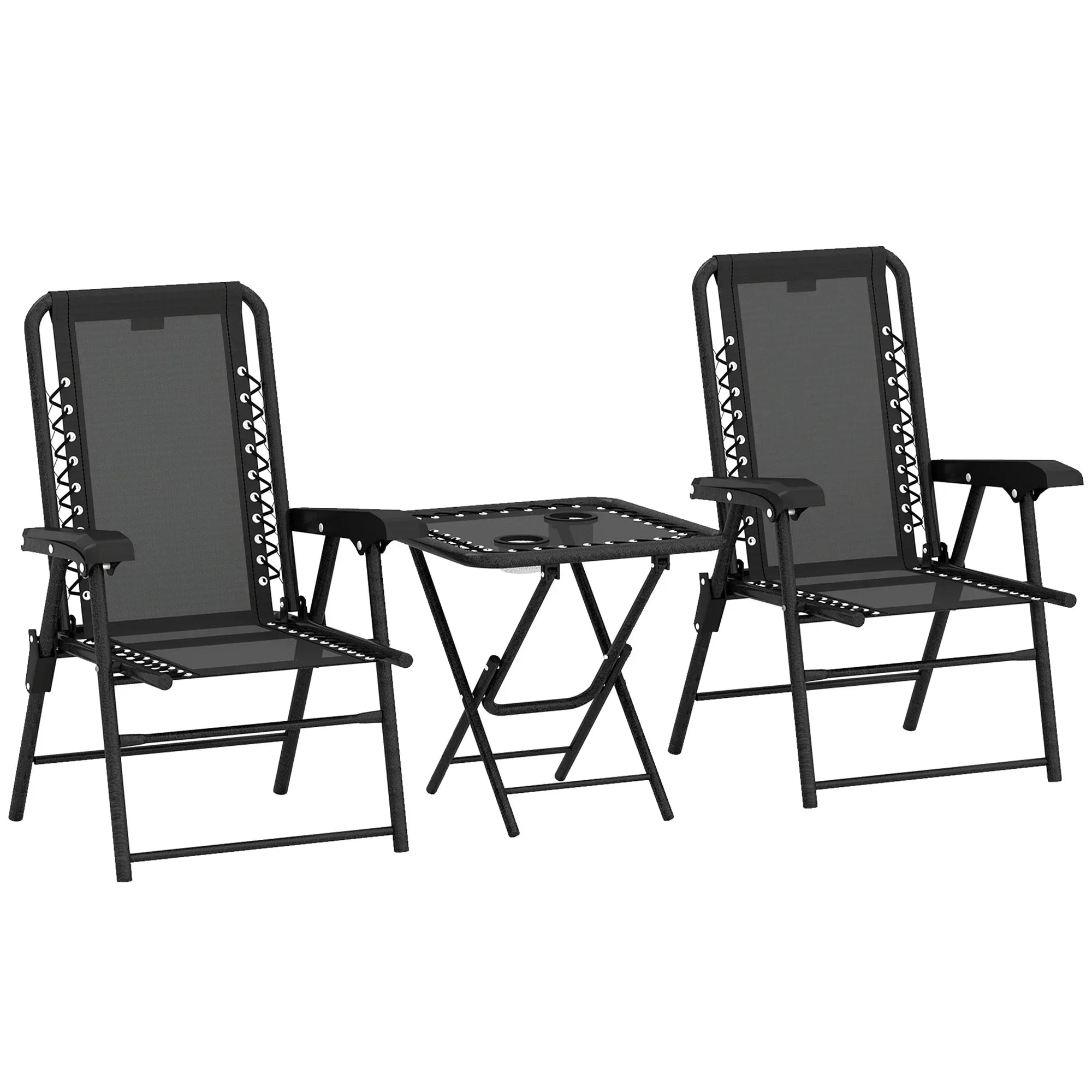 Three-Piece Garden Table and Chair Set - Black - Bobobiy