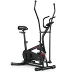 Black 2-in-1 elliptical cross trainer with seat and moveable handlebars