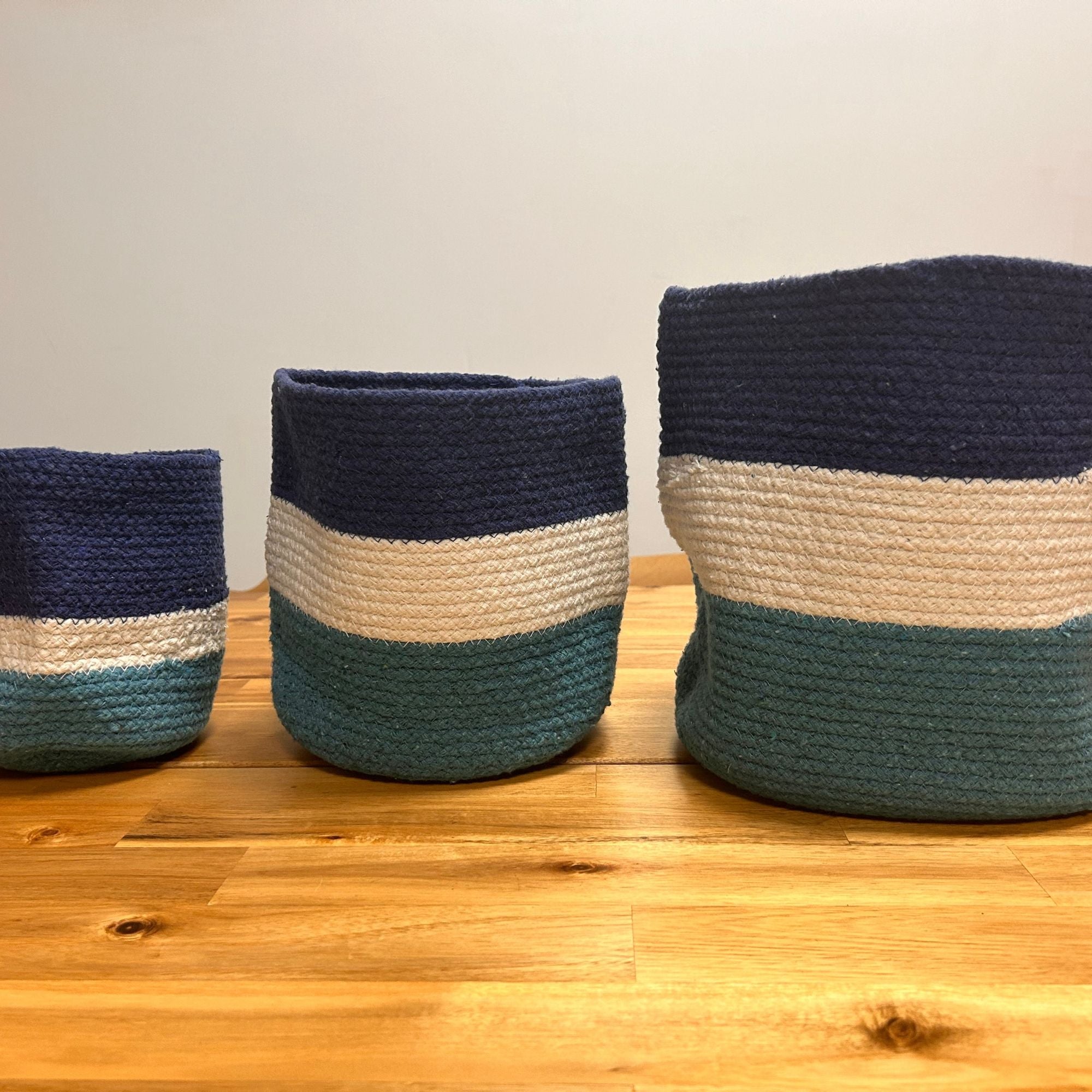 Set of 3 Eye Jute Rope Baskets