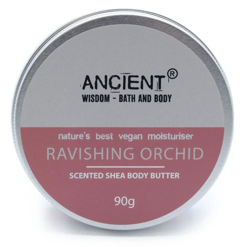Scented shea body butter jar lid, Ravishing Orchid fragrance, 90g